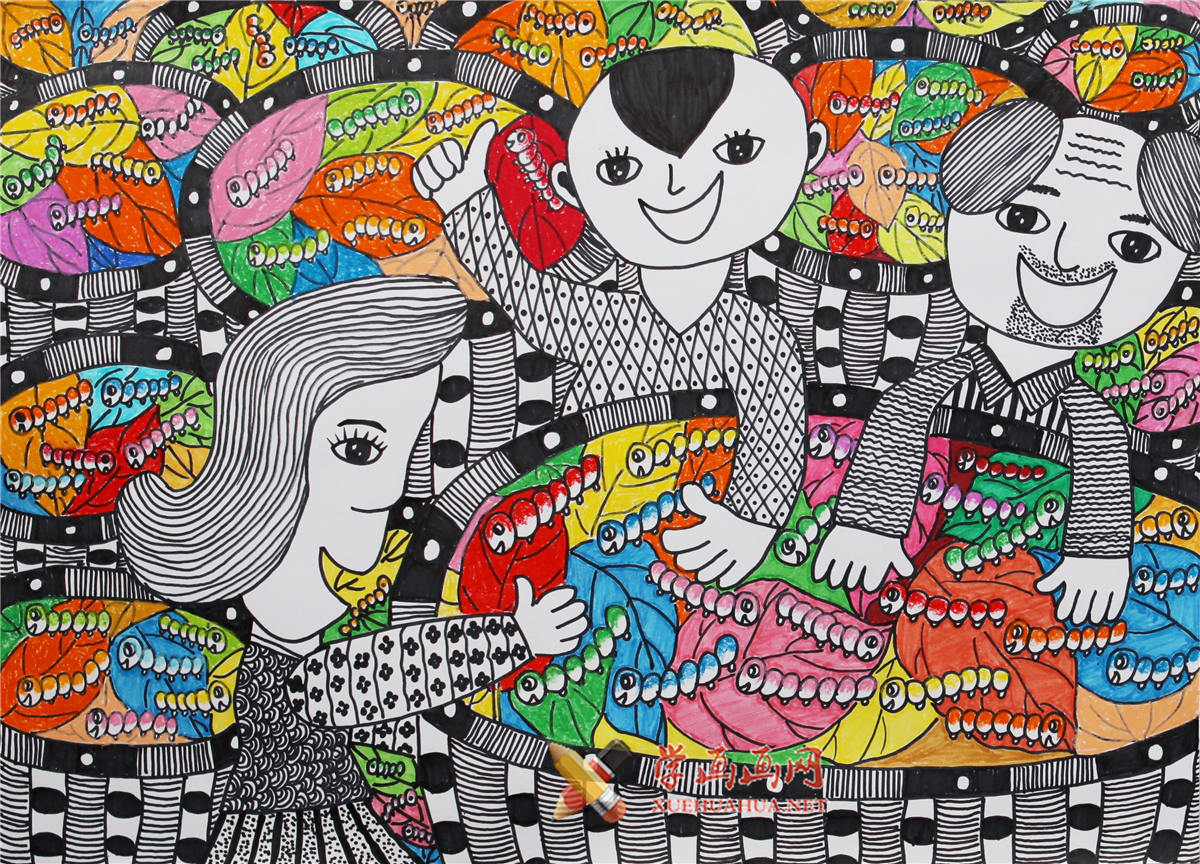 查看原始大图 幼儿获奖科幻画《七彩蚕梦》(1)