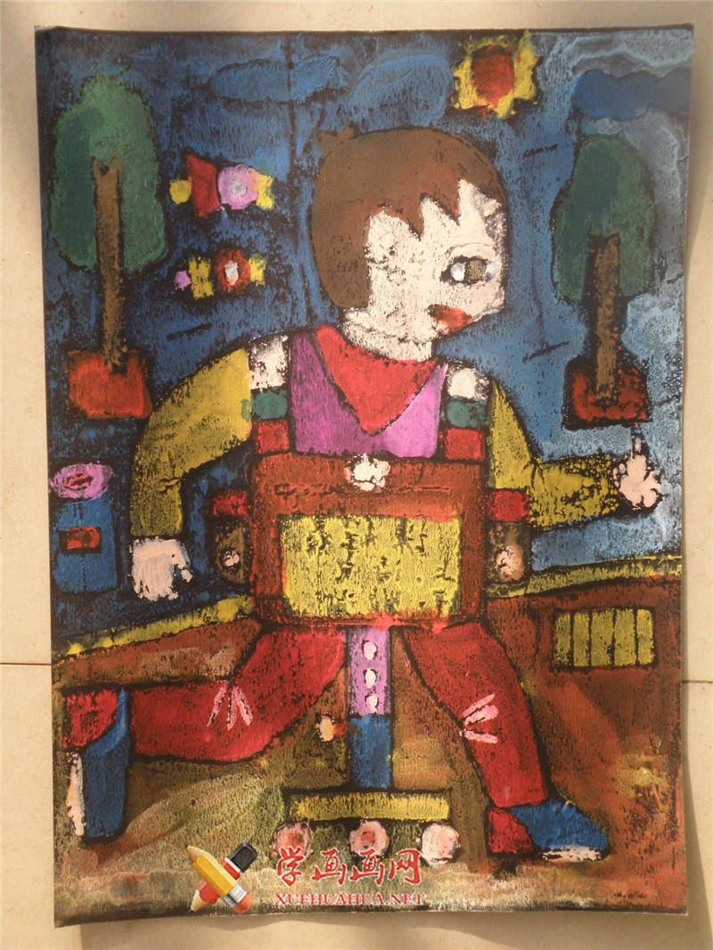 查看原始大图 五年级小学生获奖科幻画《神奇的书包》(1)