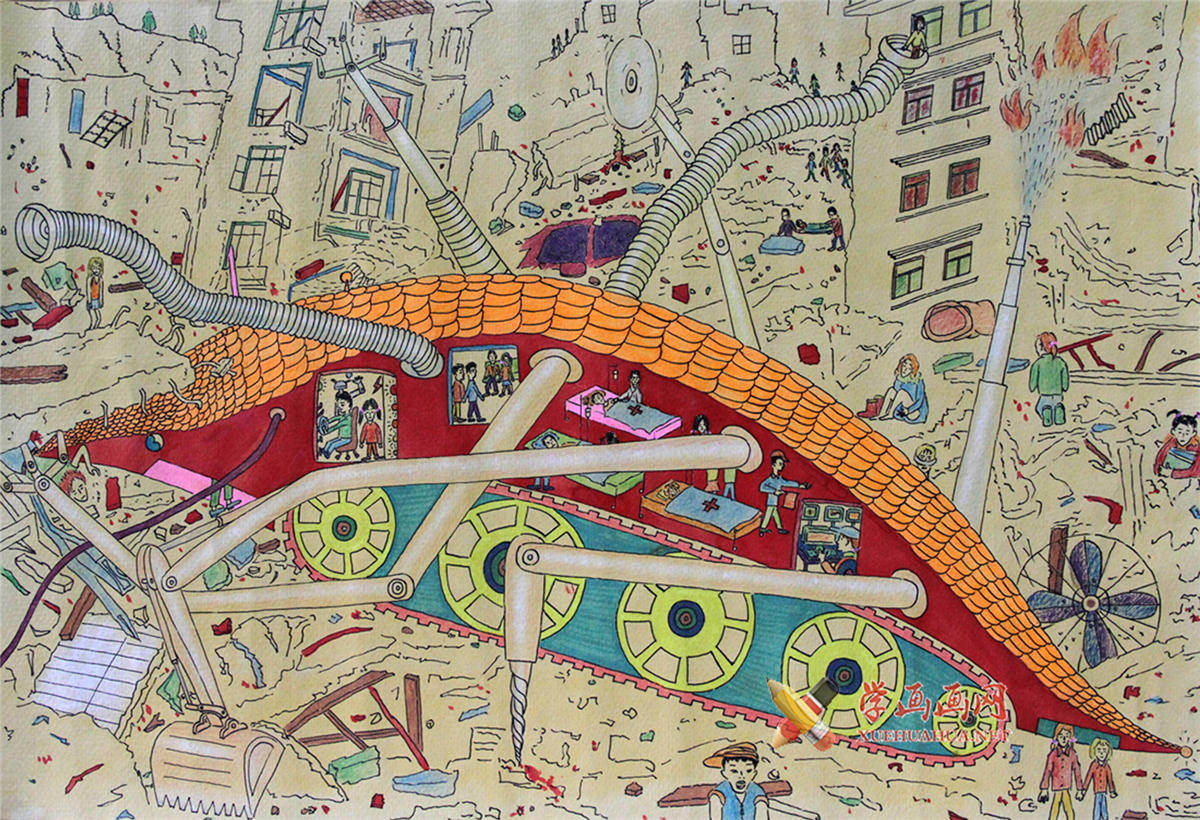 查看原始大图 优秀科幻画作品《地震救援车》(1)