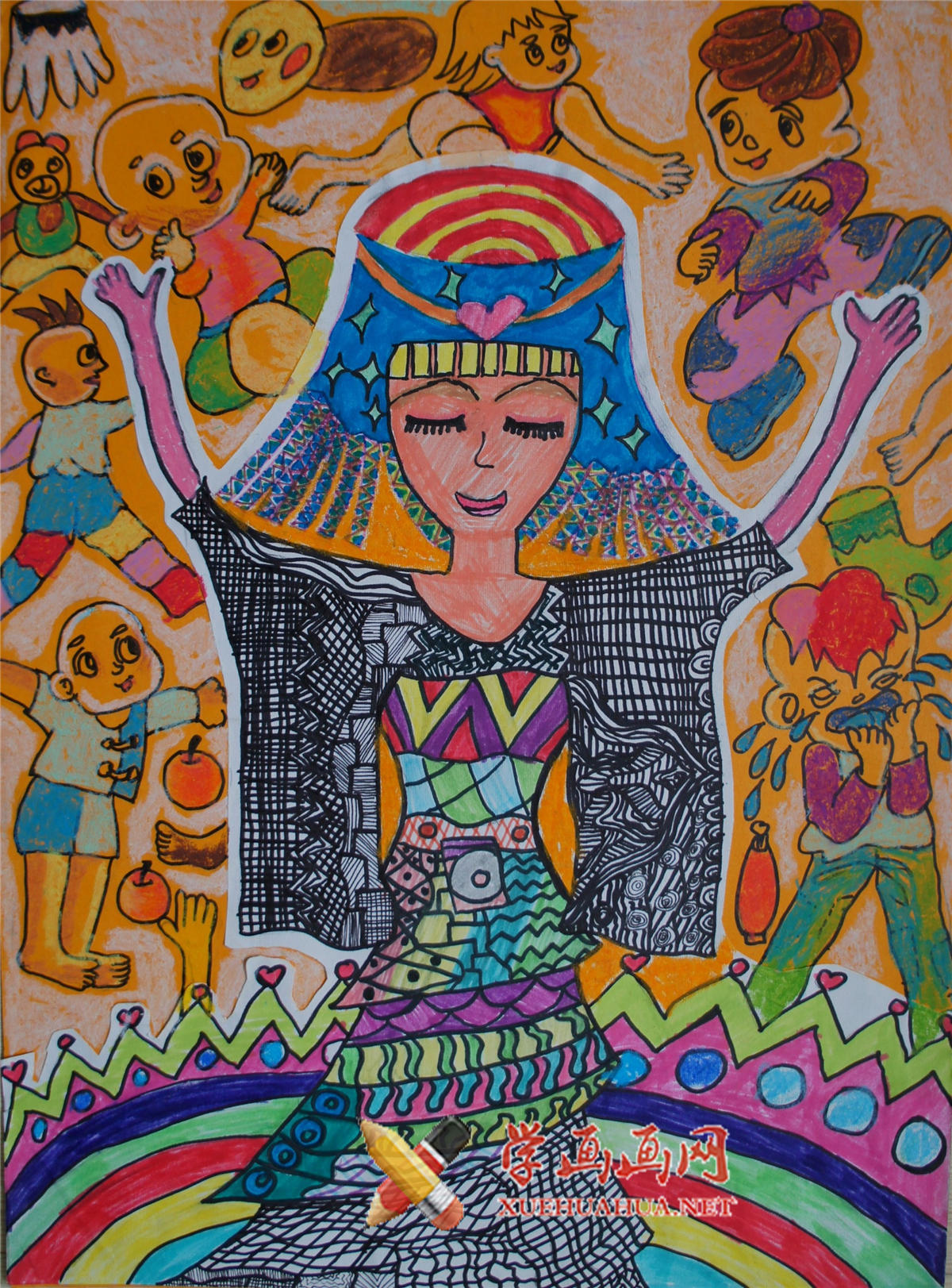 查看原始大图 中学生优秀科幻画赏析《超级育人师》(1)