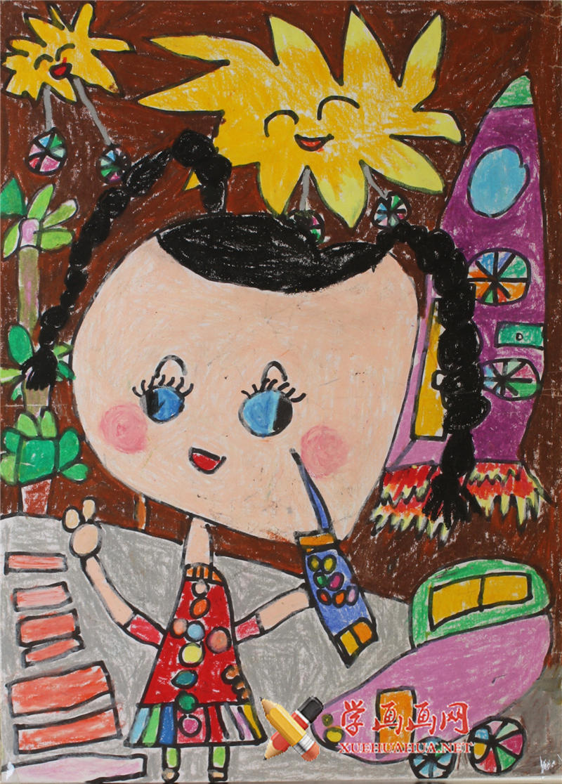 幼儿获奖科幻画《车变星停车宝遥控器》(1)