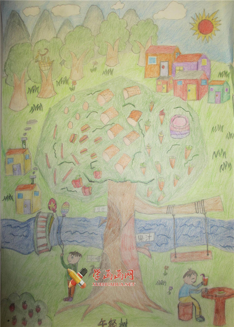 三年级小学生优秀科幻画《午餐树》鉴赏(1)