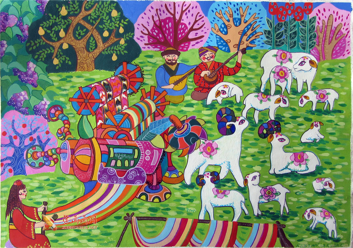 查看原始大图 中学生优秀科幻画《彩色生物质羊毛制毯机》(1)