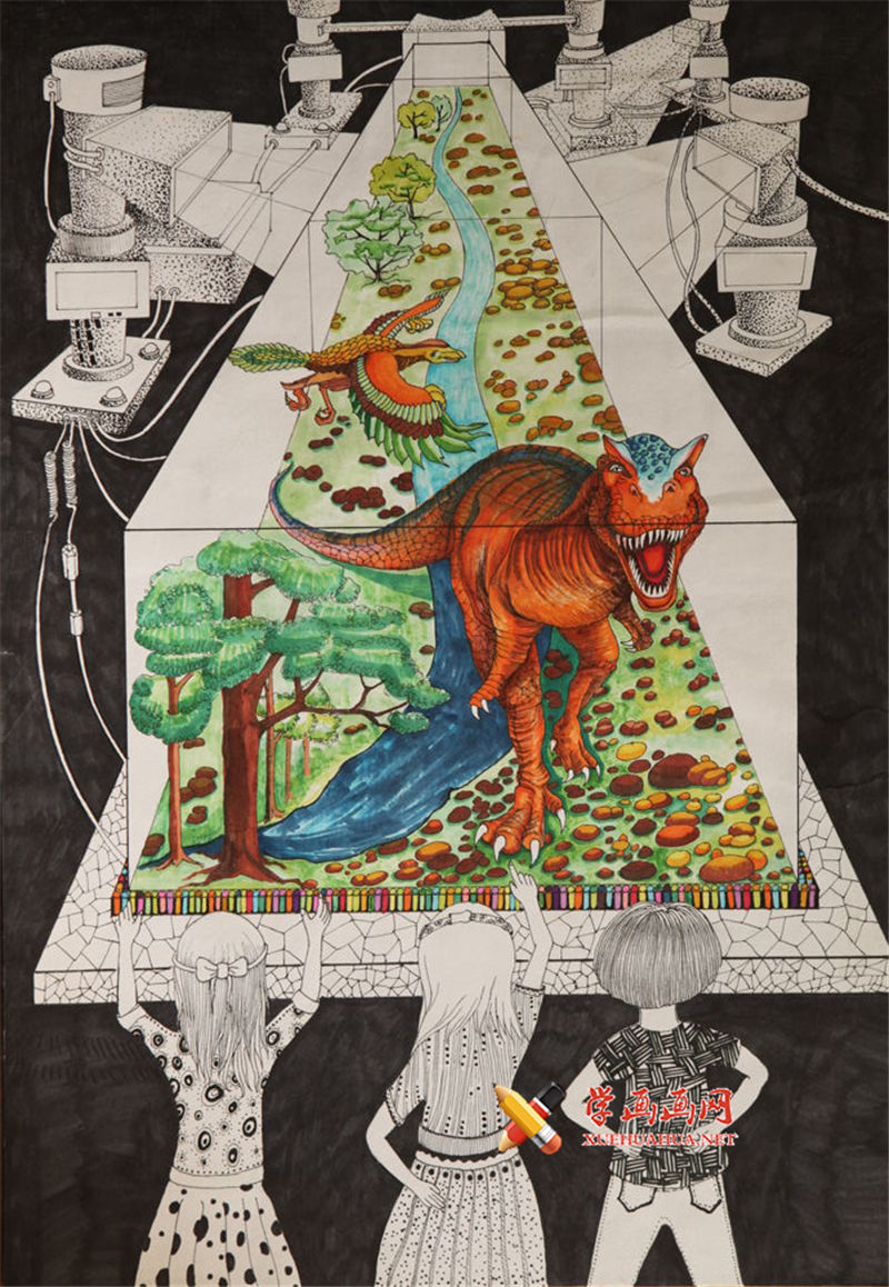 查看原始大图 儿童科幻画:《立体投影仪》赏析(1)