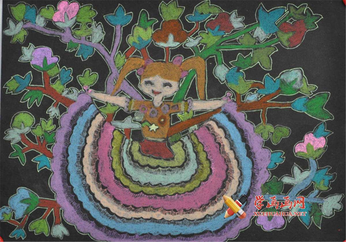 查看原始大图 儿童创意优秀科幻画《彩棉公主》(1)