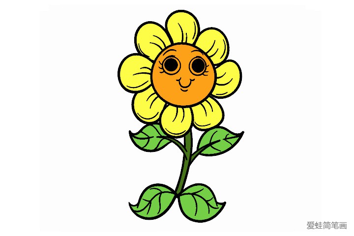 向日葵简笔画带颜色