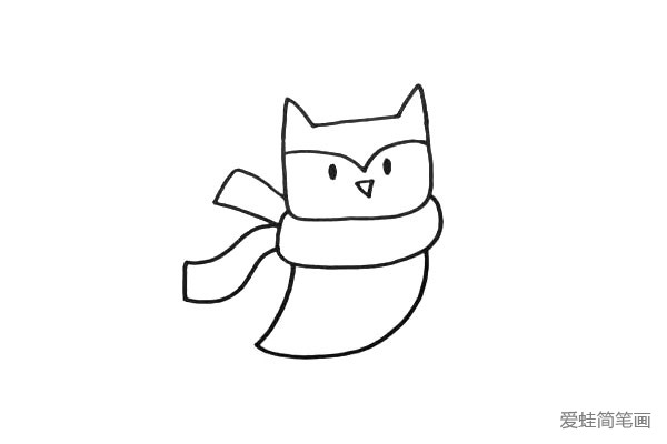 3.画出身体和围巾的后半部分。