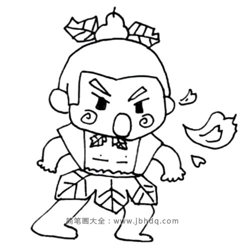 9.画上腿部后，在人物右侧加上他喷出的火焰。