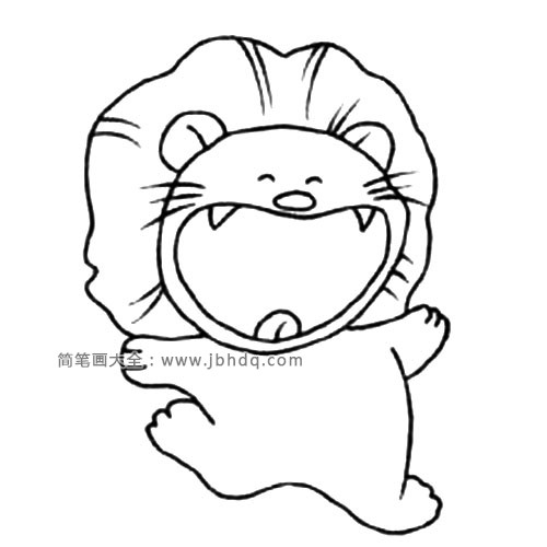 3.画出狮子的身子和四肢。