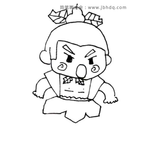 7.接着画出用树叶拼接成的小裙子。