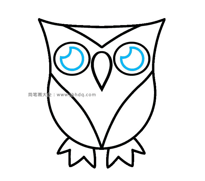 步骤8：在眼睛中间画两个月亮形，并填充颜色。