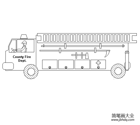 消防车 云梯简笔画