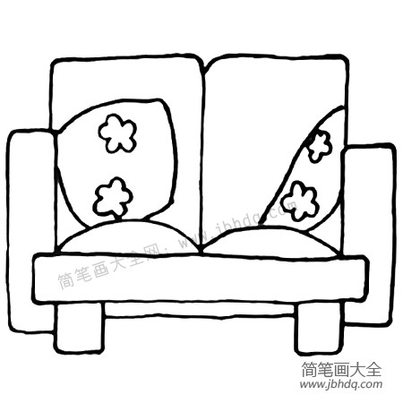 5.画沙发上的抱枕，在抱枕上画些小花。