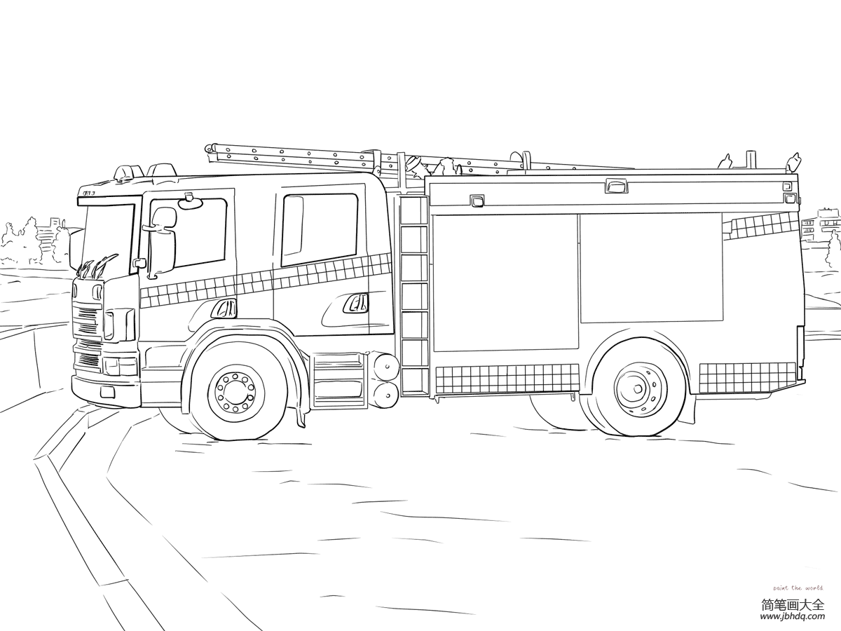 学画消防车