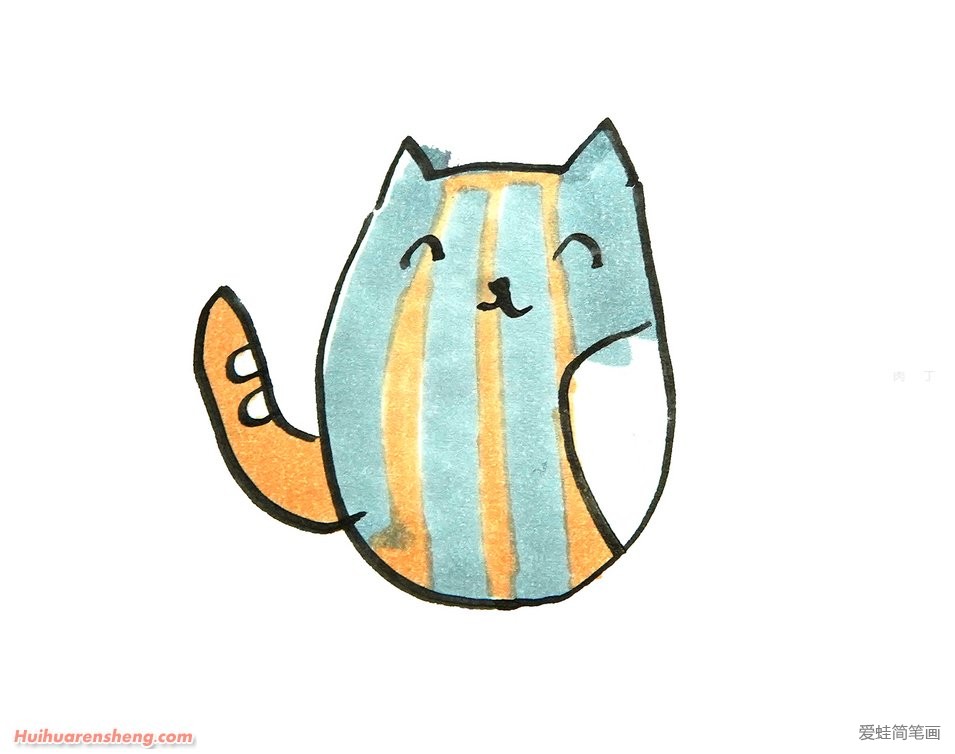 圆溜溜的小猫简笔画