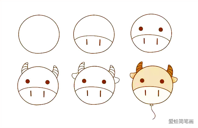 小牛气球简笔画