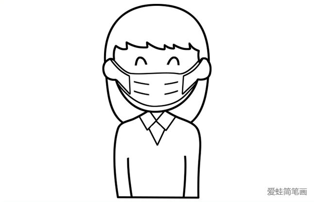 戴口罩的小女孩简笔画