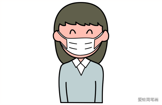 戴口罩的小女孩简笔画