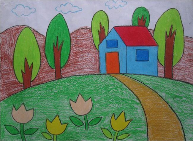 卡通漂亮的小房子儿童画画图片大全