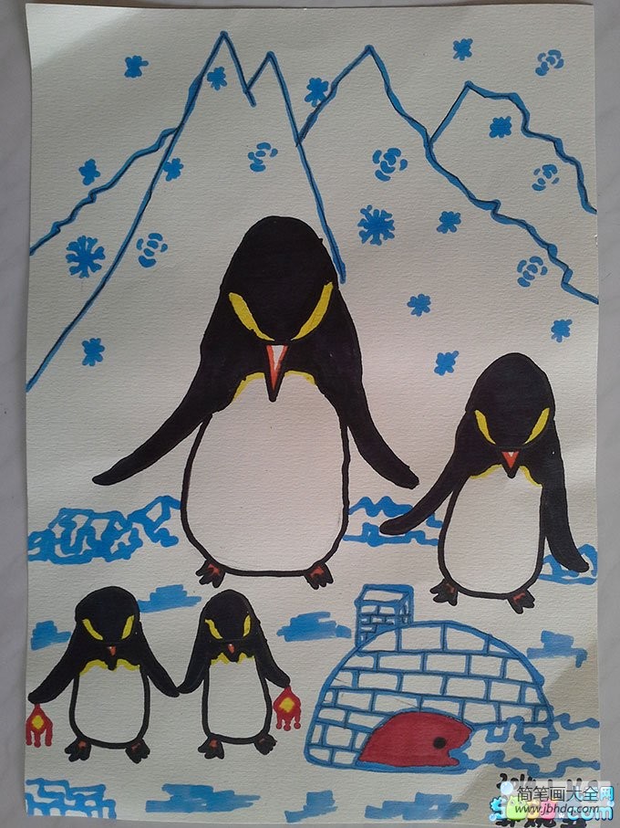六一儿童节儿童画-六一去看企鹅