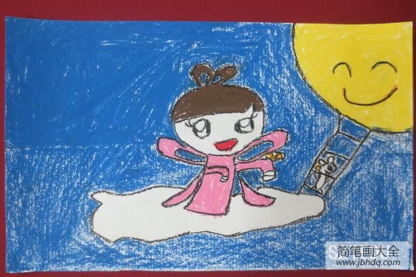 中秋节儿童绘画作品大全-嫦娥姐姐回月球