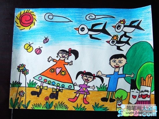 六一儿童节儿童画-快乐童年