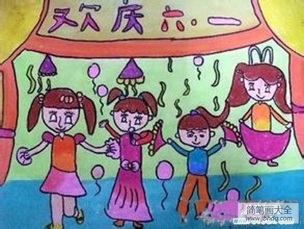 小学生欢庆六一儿童画图片