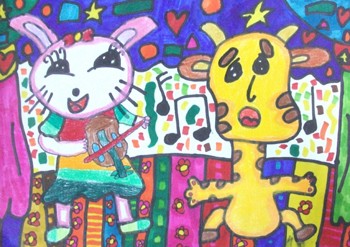欢庆六一节儿童画-动物狂欢日