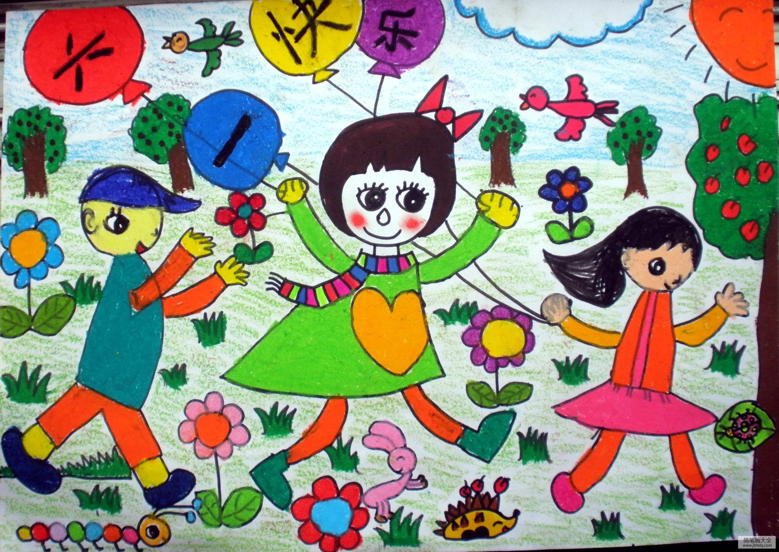 六一儿童画作品欣赏-欢乐的舞蹈