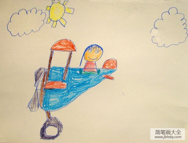 开飞机的快乐六一儿童节主题画作品欣赏
