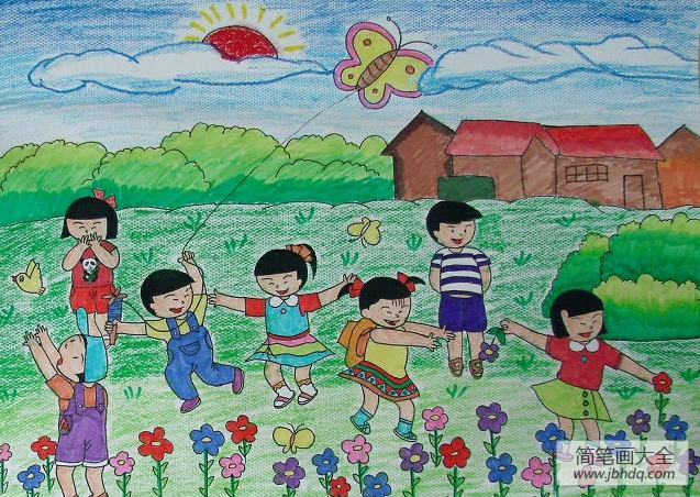 六一儿童画画图片-祖国的花朵