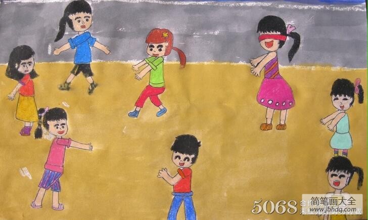 有趣的捉迷藏六一儿童节主题绘画图片分享