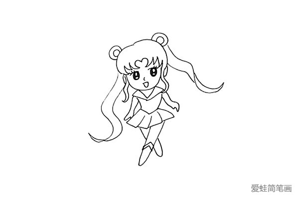 14.在腿上画上美少女的靴子花纹。