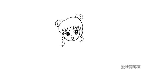 7.在头顶画出两个圆圆的头部造型。