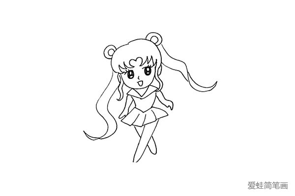 13.向下画出美少女两条交叉的长腿。