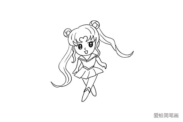 16.用线条勾勒出美少女头发的纹理。