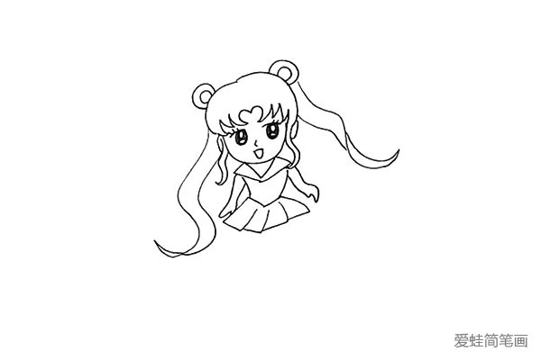 12.在两侧画出美少女的手臂部分。