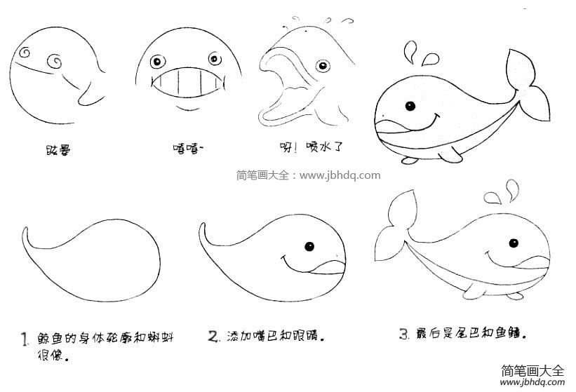 鲸鱼简笔画教程