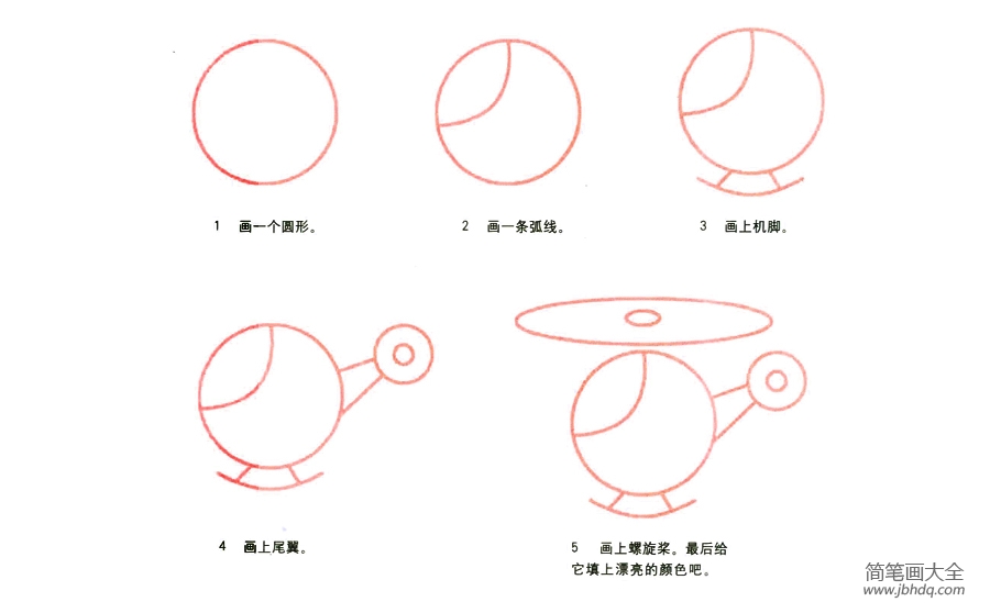 直升机简笔画画法