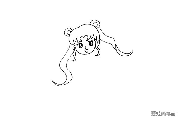 8.接着勾勒出美少女长长的辫子。