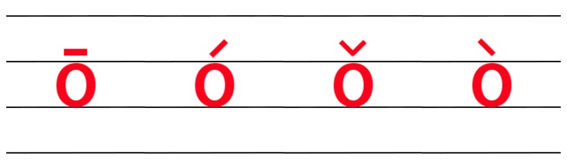 韵母o的四线写法