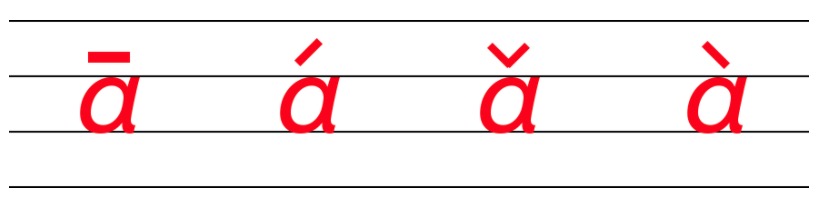 拼音a四线中的写法