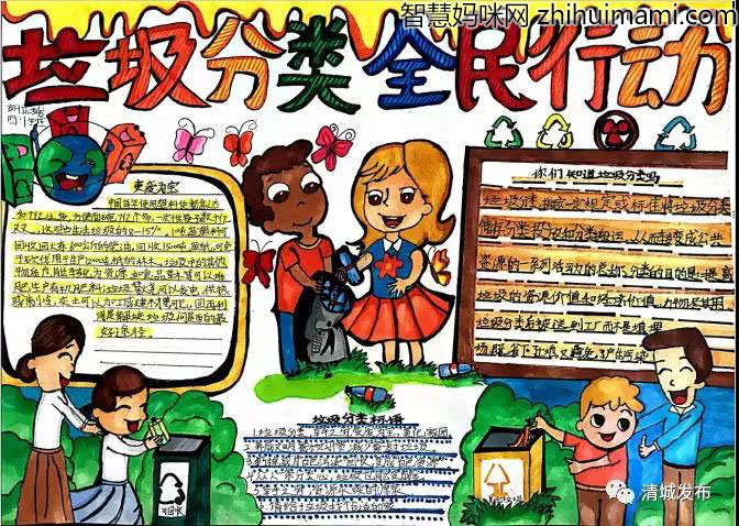 关于垃圾分类全民行动的手抄报-图1