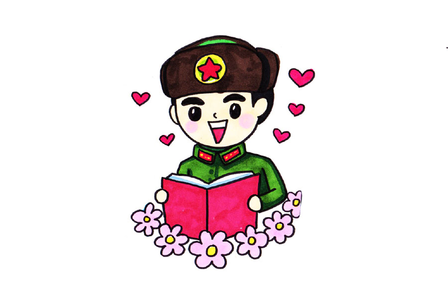 学习雷锋简笔画绘画素材-图5
