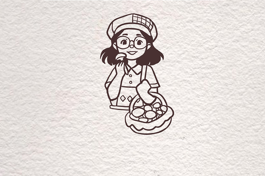 复古风美少女简笔画画法步骤-图4