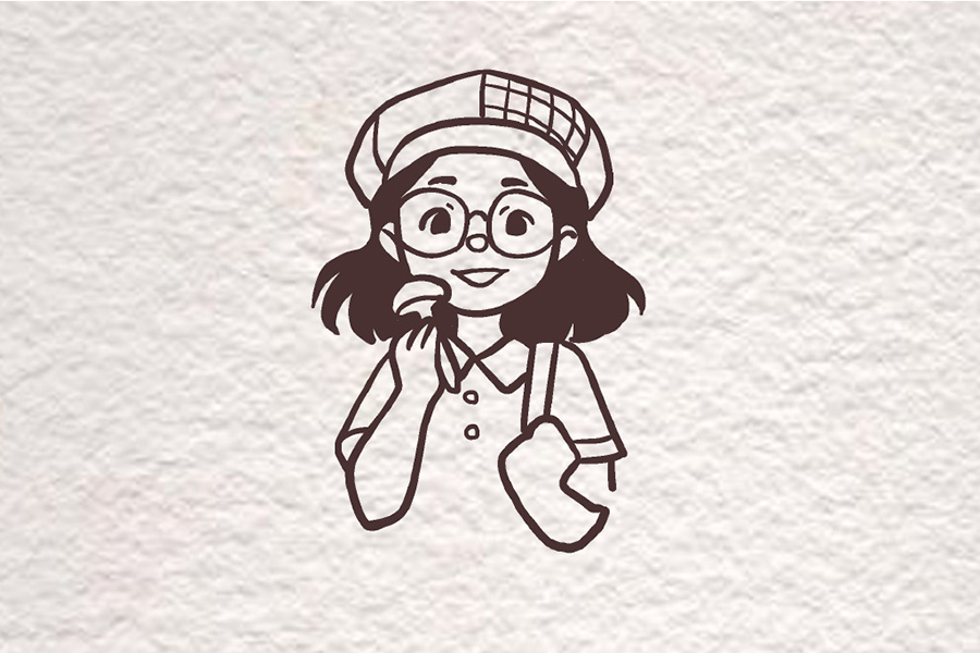 复古风美少女简笔画画法步骤-图3