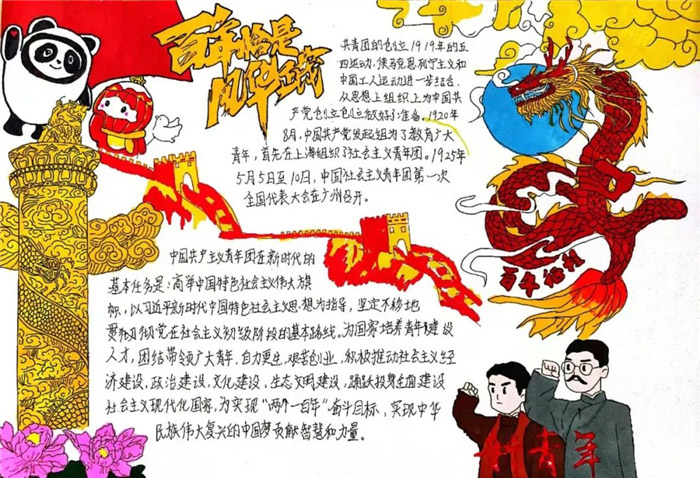 10张以建团百年为主题的手抄报（附手抄报内容）-图1