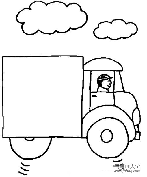 在高速路上行驶的小货车简笔画图片教程