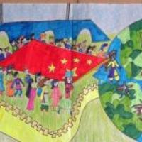 庆祝国庆节儿童画作品欣赏-中华民族一家亲