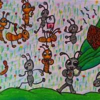 小蚂蚁分粽子端午节创意儿童画作品分享